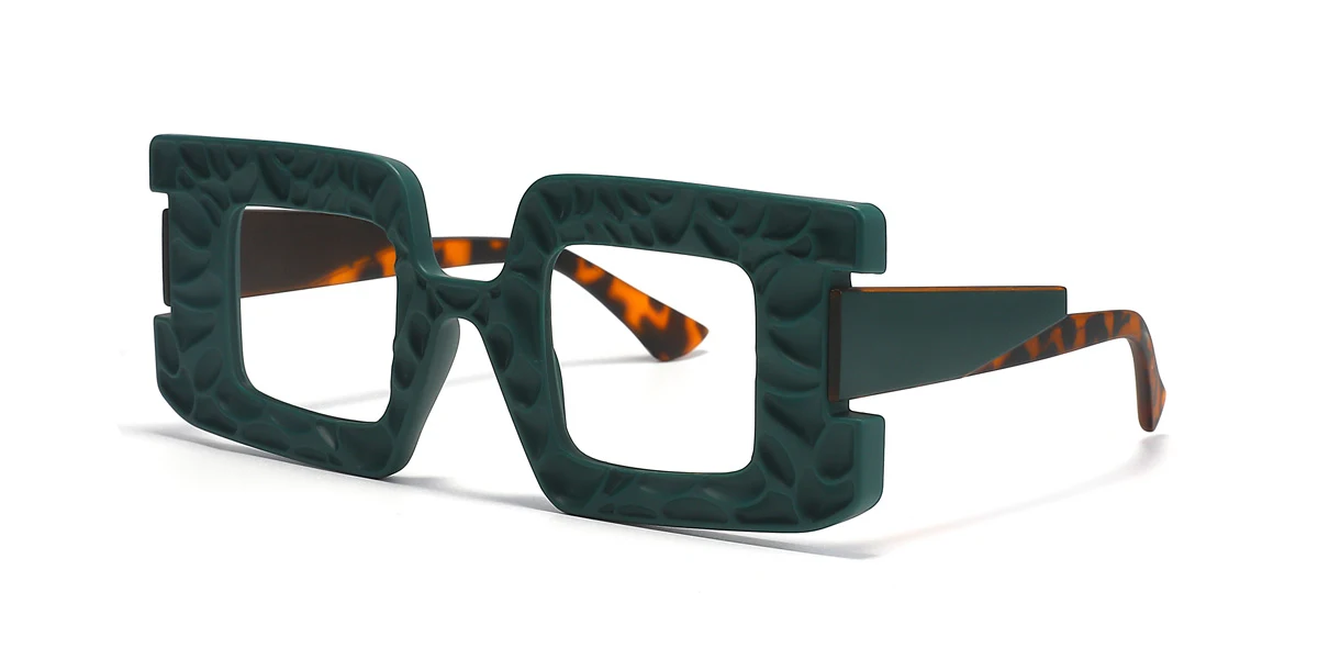 Green Rectangle Unique  Eyeglasses | WhereLight