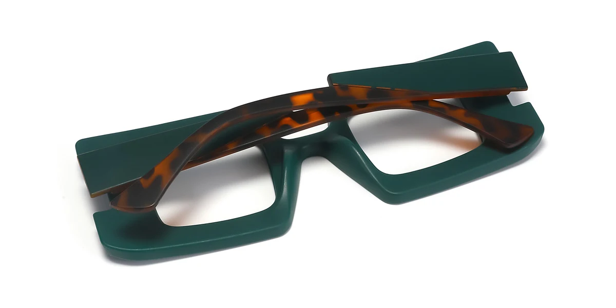 Green Rectangle Unique  Eyeglasses | WhereLight