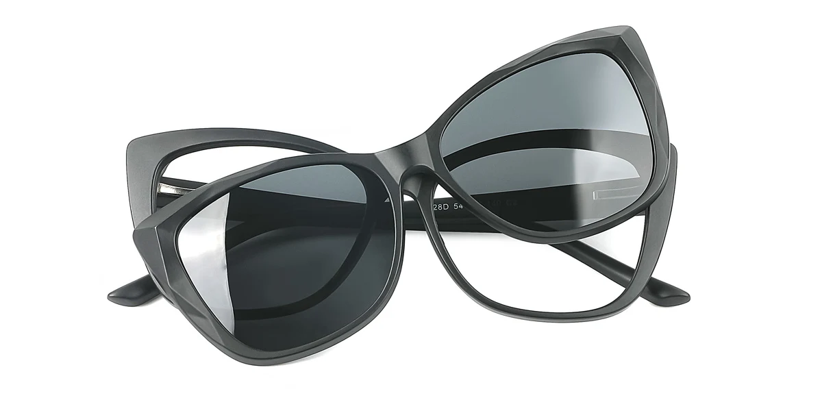 Black Cateye Simple Clip-on Custom Engraving Eyeglasses | WhereLight