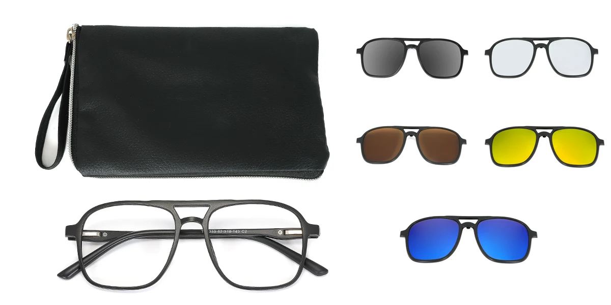 Black Aviator Gorgeous Business Clip-on Eyeglasses | WhereLight