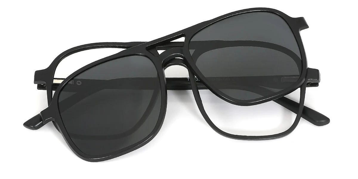Black Aviator Gorgeous Business Clip-on Eyeglasses | WhereLight