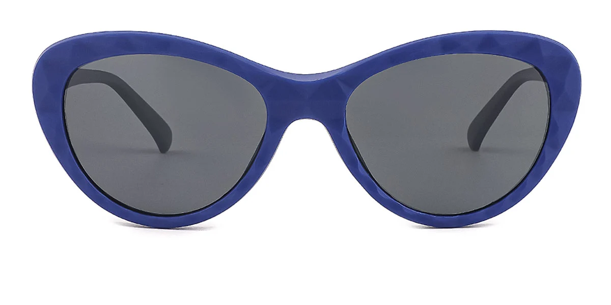 Blue Cateye Oval Simple Classic Retro Spring Hinges Clip-on Custom Engraving Eyeglasses | WhereLight