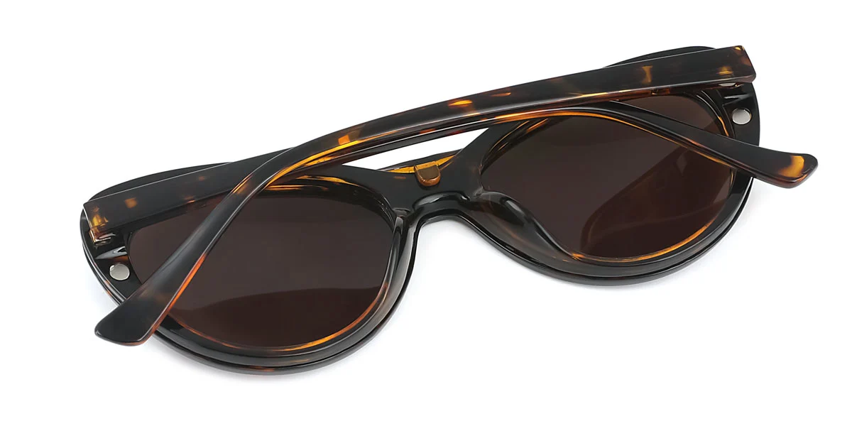 Tortoiseshell Cateye Oval Simple Classic Retro Spring Hinges Clip-on Custom Engraving Eyeglasses | WhereLight