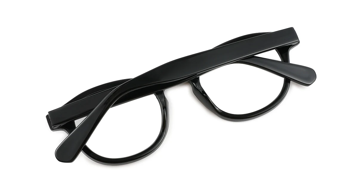 Black Oval Simple Retro Spring Hinges Custom Engraving Eyeglasses | WhereLight