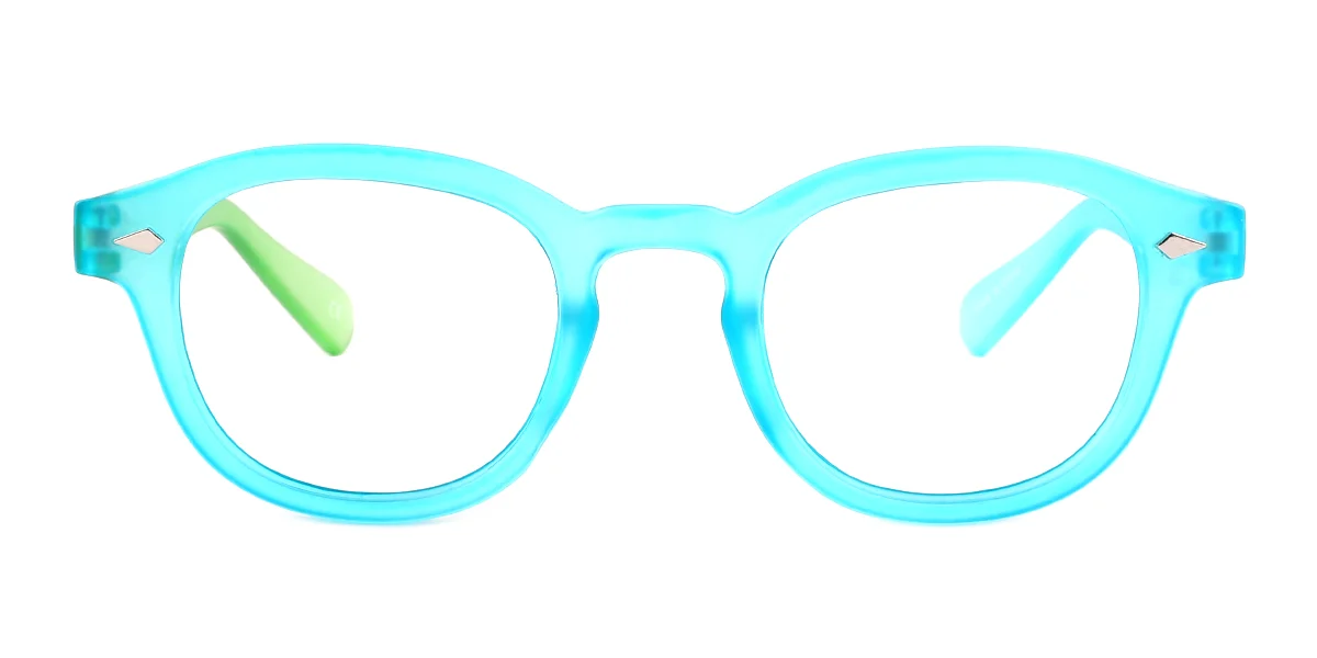 Blue Oval Simple Retro Spring Hinges Custom Engraving Eyeglasses | WhereLight