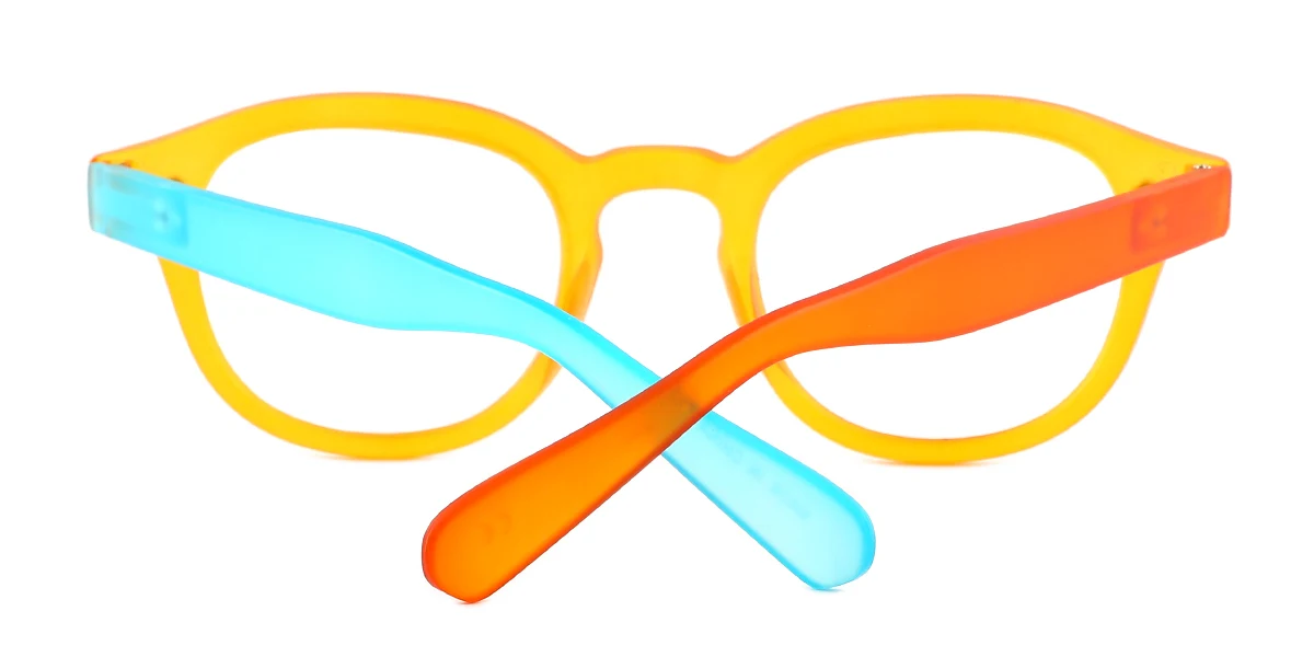 Orange Oval Simple Retro Spring Hinges Custom Engraving Eyeglasses | WhereLight