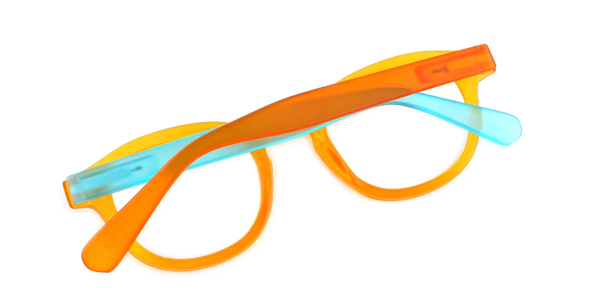 Orange Oval Simple Retro Spring Hinges Custom Engraving Eyeglasses | WhereLight