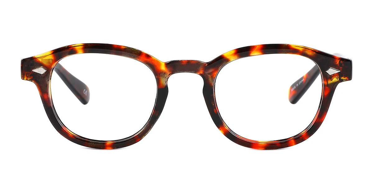 Tortoiseshell Oval Simple Retro Spring Hinges Custom Engraving Eyeglasses | WhereLight