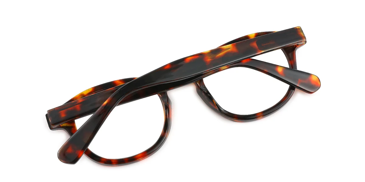 Tortoiseshell Oval Simple Retro Spring Hinges Custom Engraving Eyeglasses | WhereLight