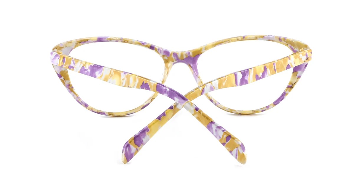 Yellow Cateye Gorgeous Super Light Custom Engraving Eyeglasses | WhereLight