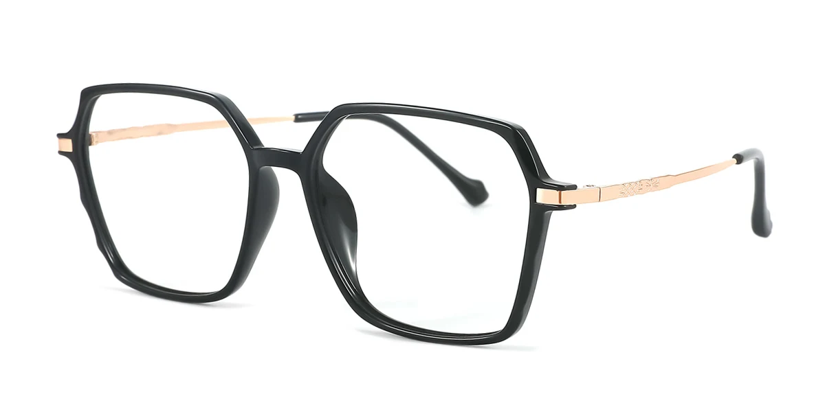 Black Geometric Unique Custom Engraving Eyeglasses | WhereLight