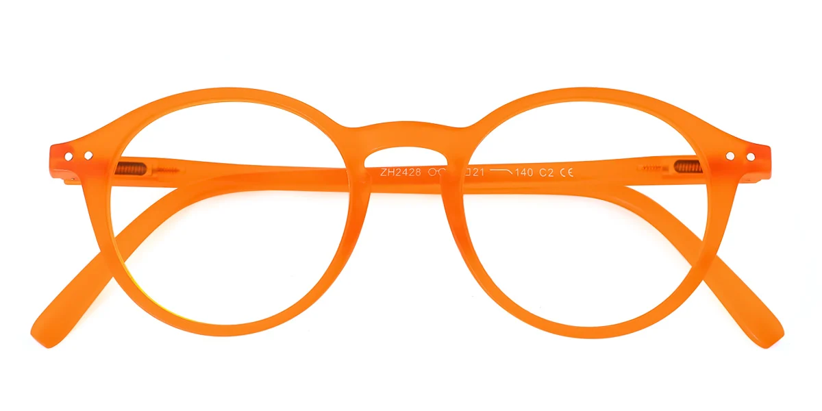 Orange Round Simple Classic Super Light Eyeglasses | WhereLight