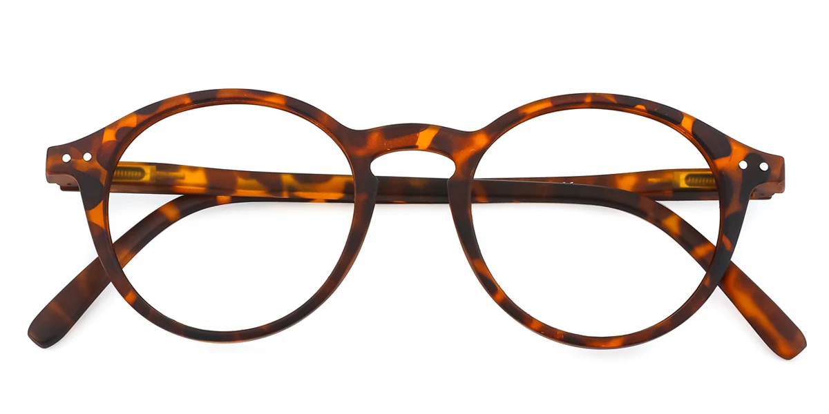 Tortoiseshell Round Simple Classic Super Light Eyeglasses | WhereLight