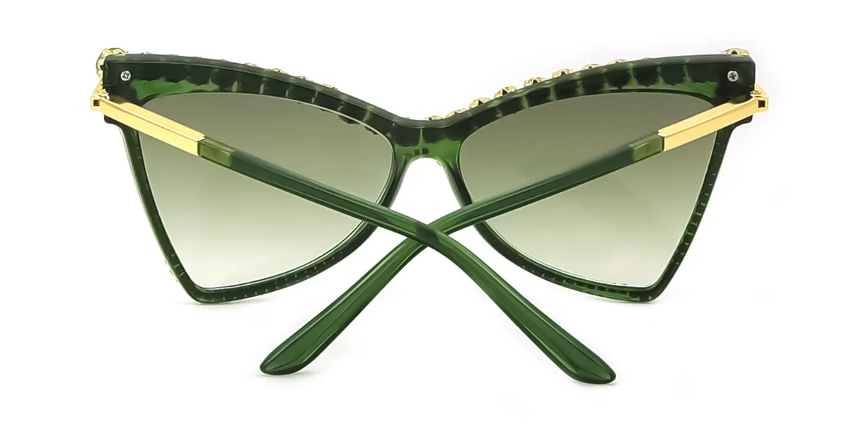 Green Cateye Butterfly Irregular Unique Gorgeous Rhinestone  Eyeglasses | WhereLight