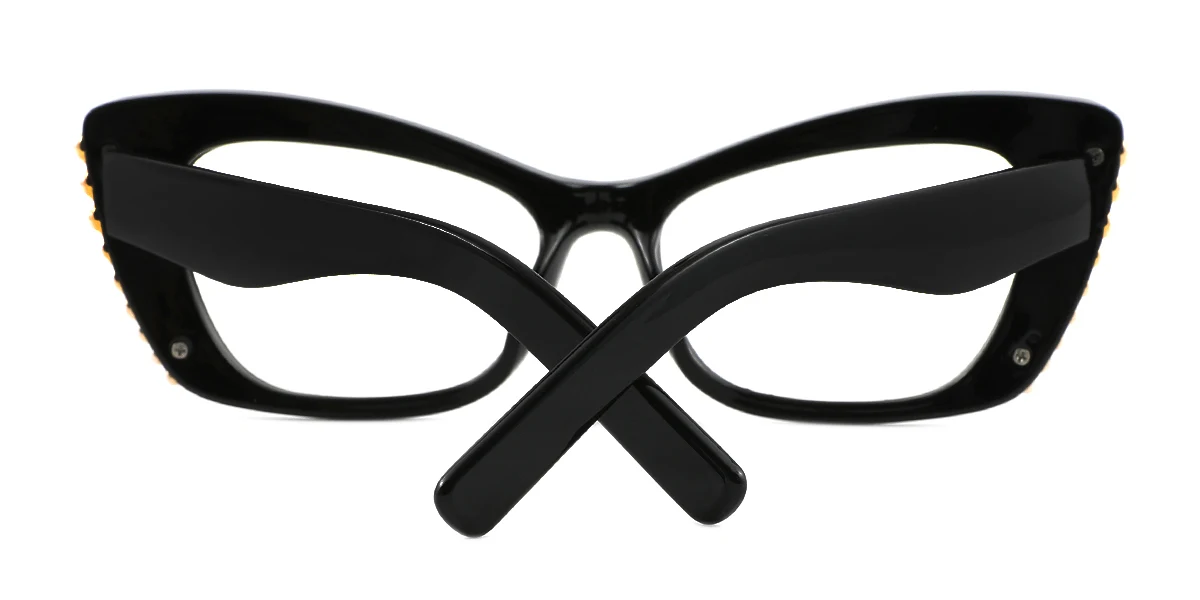 Black Cateye Simple Retro Custom Engraving Eyeglasses | WhereLight