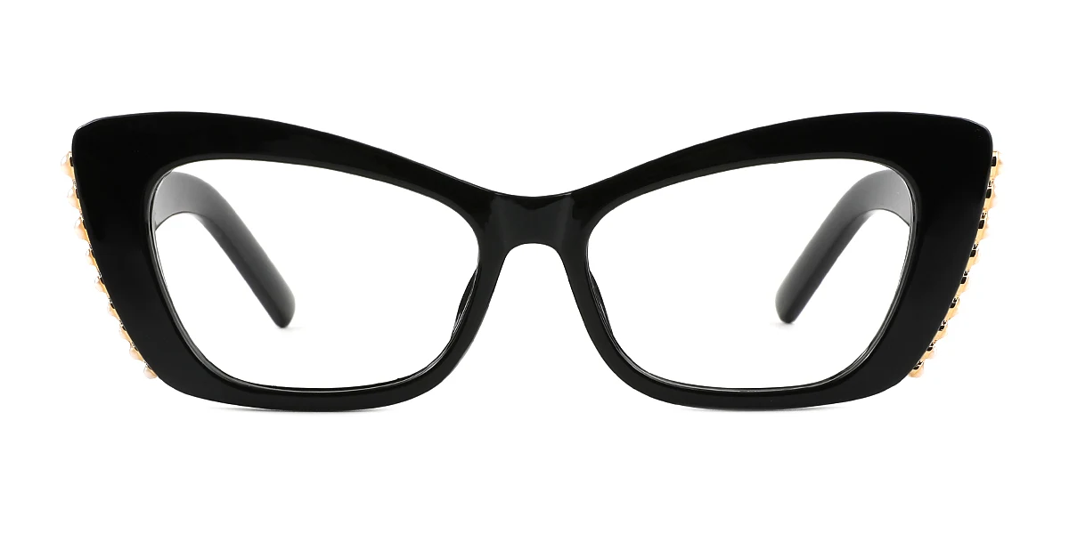 Black Cateye Simple Retro Custom Engraving Eyeglasses | WhereLight