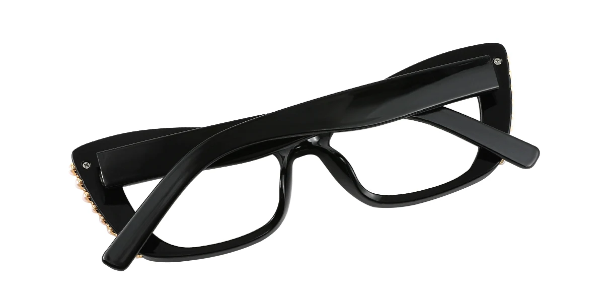 Black Cateye Simple Retro Custom Engraving Eyeglasses | WhereLight