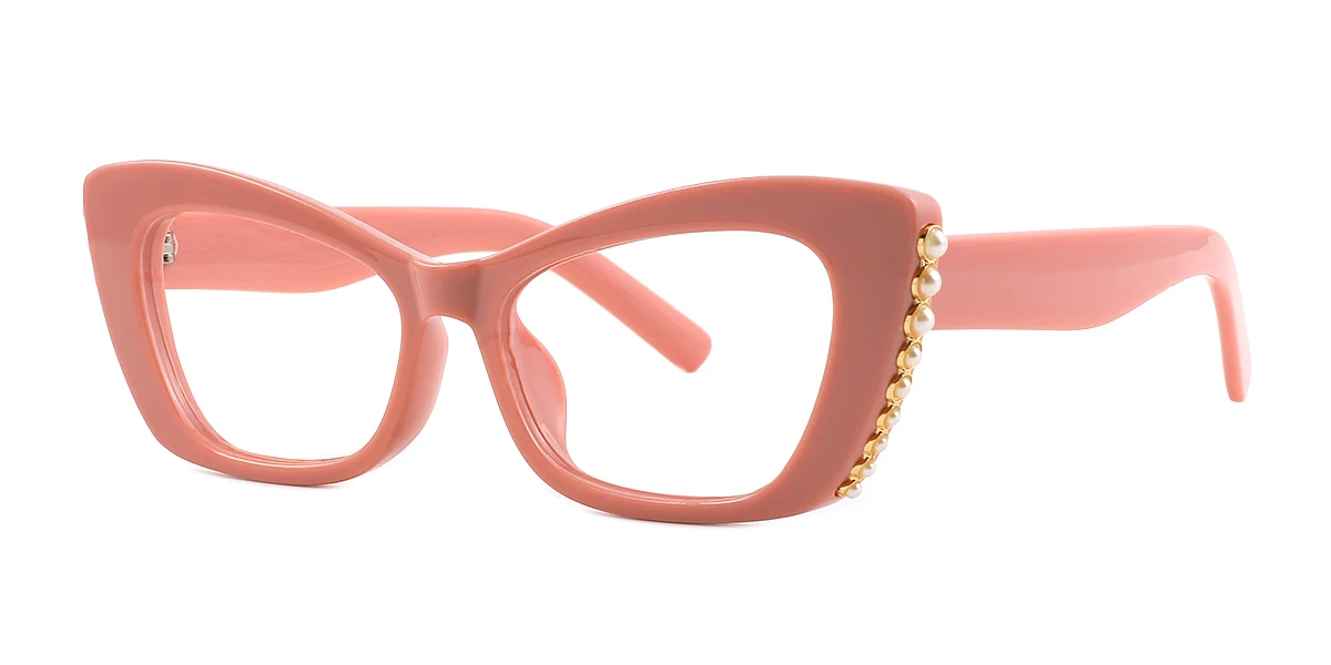 Pink Cateye Simple Retro Custom Engraving Eyeglasses | WhereLight