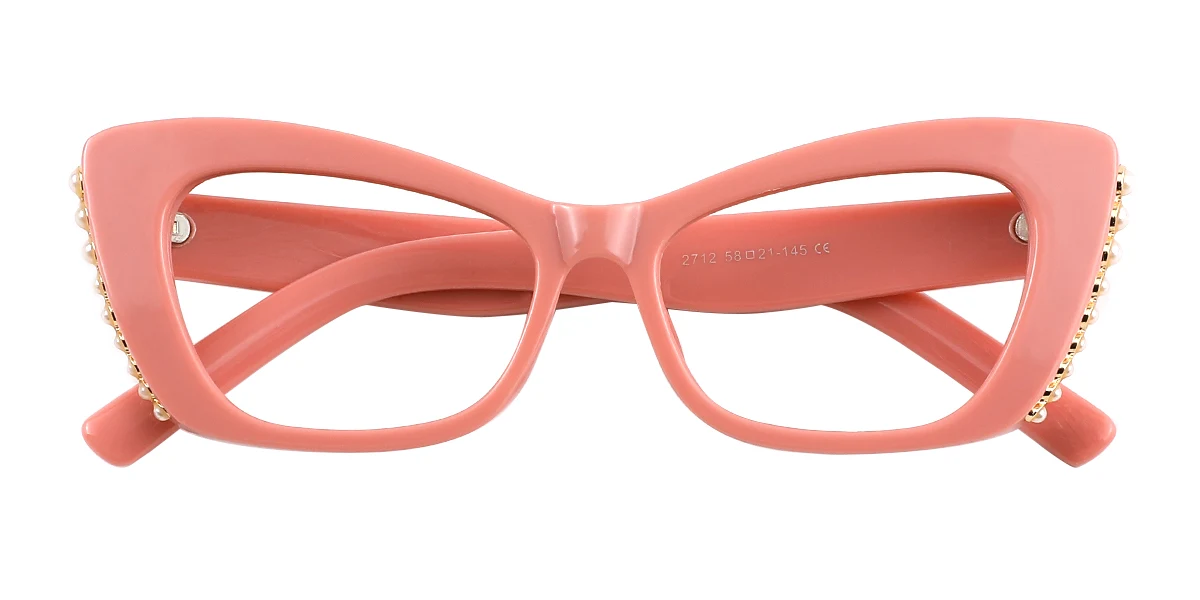 Pink Cateye Simple Retro Custom Engraving Eyeglasses | WhereLight