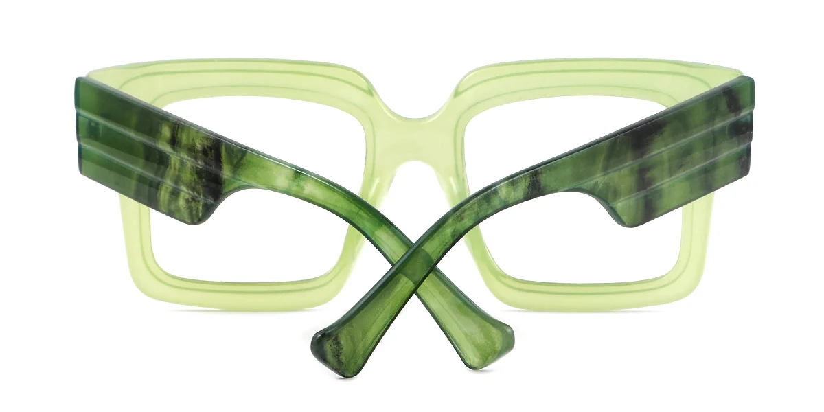 Green Rectangle Simple Classic Retro Custom Engraving Eyeglasses | WhereLight