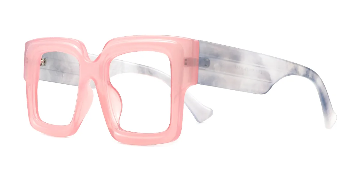 Pink Rectangle Simple Classic Retro Custom Engraving Eyeglasses | WhereLight