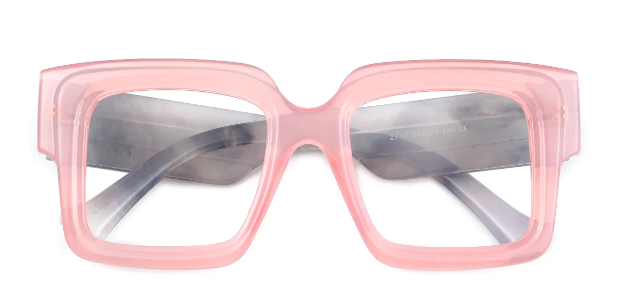 Pink Rectangle Simple Classic Retro Custom Engraving Eyeglasses | WhereLight