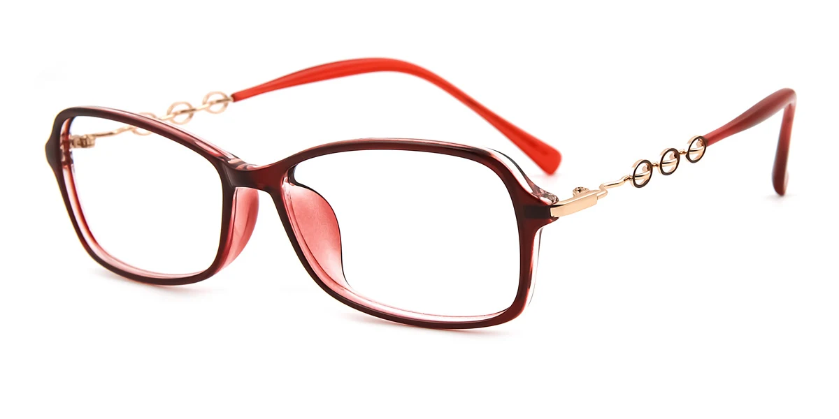 Red Oval Irregular Simple Classic Super Light Custom Engraving Eyeglasses | WhereLight