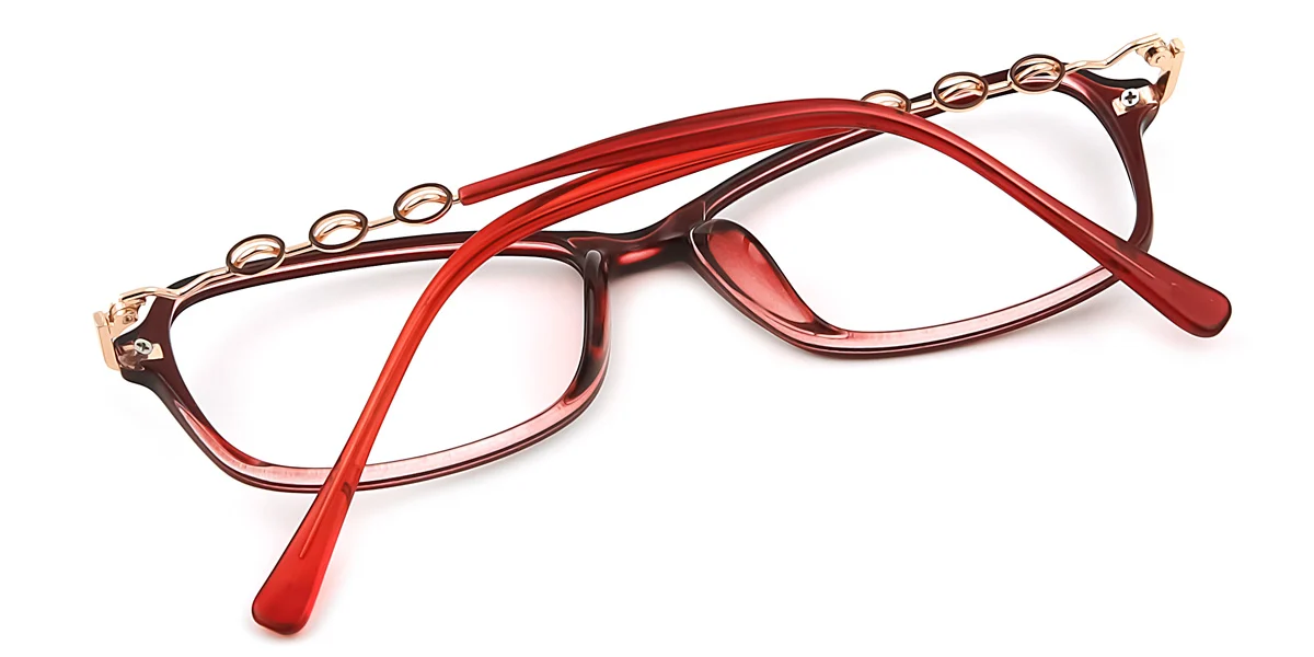 Red Oval Irregular Simple Classic Super Light Custom Engraving Eyeglasses | WhereLight