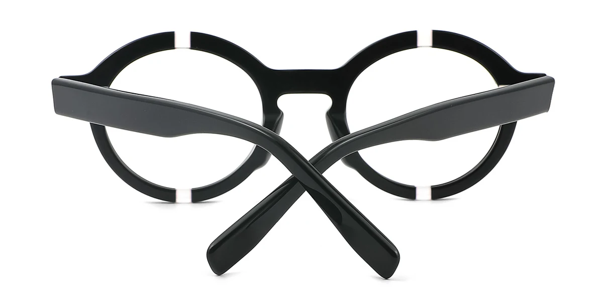Black Round Unique Gorgeous Spring Hinges Eyeglasses | WhereLight
