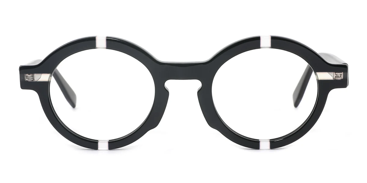 Black Round Unique Gorgeous Spring Hinges Eyeglasses | WhereLight