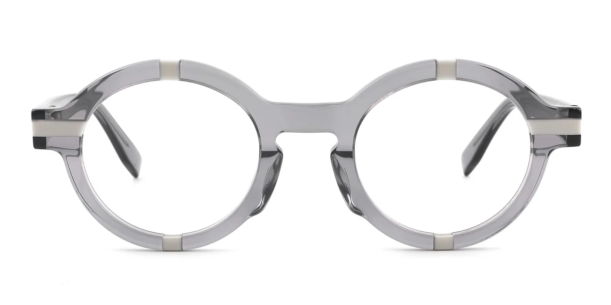 Grey Round Unique Gorgeous Spring Hinges Eyeglasses | WhereLight