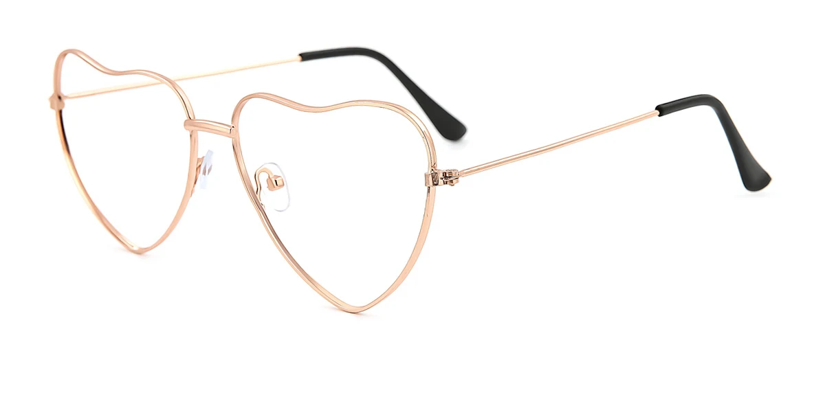 Gold Heart Simple Retro Unique Super Light Eyeglasses | WhereLight
