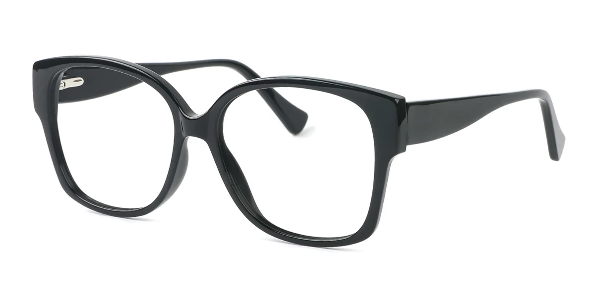 Black Rectangle Gorgeous Spring Hinges Custom Engraving Eyeglasses | WhereLight