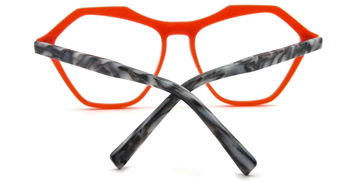 Orange Geometric Unique Spring Hinges Custom Engraving Eyeglasses | WhereLight