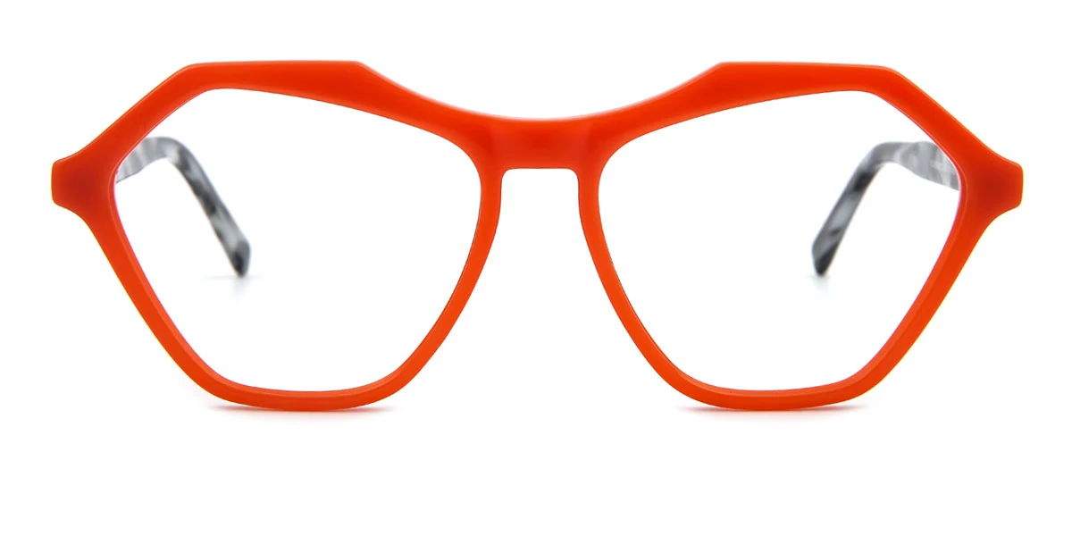 Orange Geometric Unique Spring Hinges Custom Engraving Eyeglasses | WhereLight