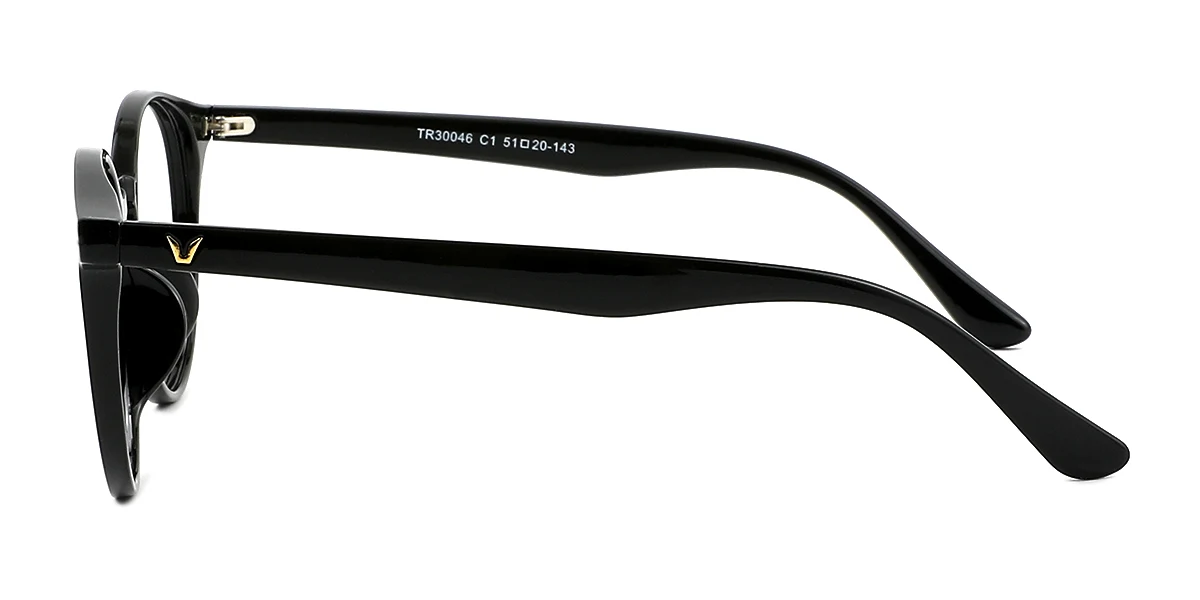 Black Round Simple Classic Retro Custom Engraving Eyeglasses | WhereLight