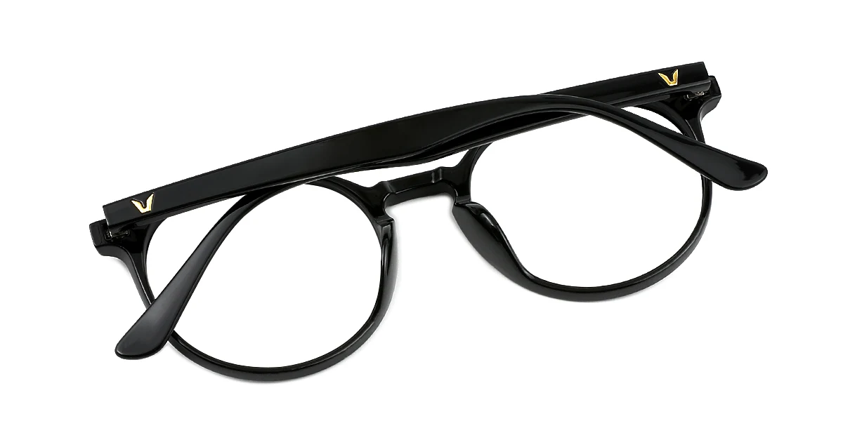 Black Round Simple Classic Retro Custom Engraving Eyeglasses | WhereLight