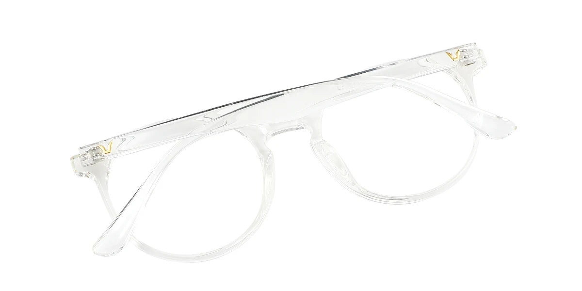 Clear Round Simple Classic Retro Custom Engraving Eyeglasses | WhereLight