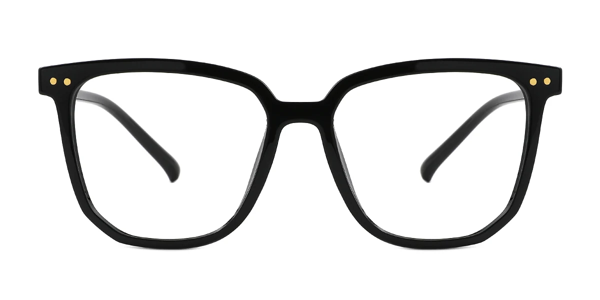 Black Rectangle Irregular Simple Classic  Eyeglasses | WhereLight