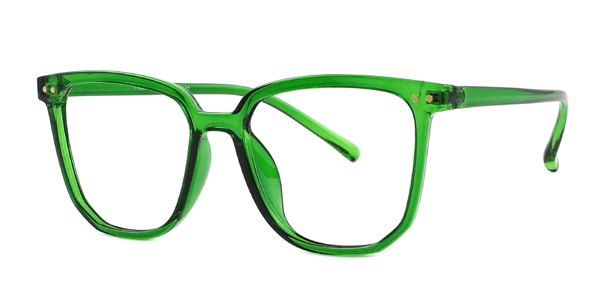 Green Rectangle Irregular Simple Classic  Eyeglasses | WhereLight