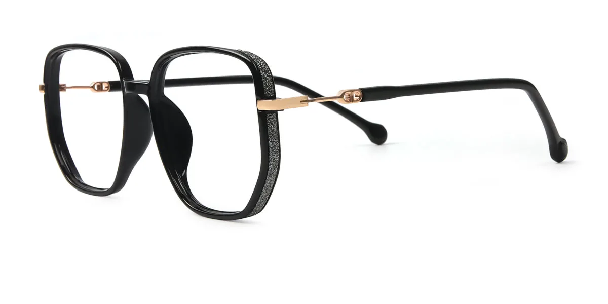 Black Rectangle Geometric Simple Classic Retro Super Light Eyeglasses | WhereLight
