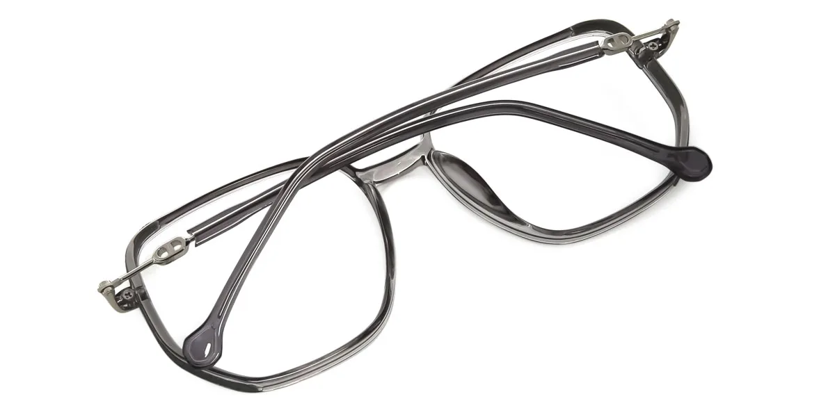 Grey Rectangle Geometric Simple Classic Retro Super Light Eyeglasses | WhereLight