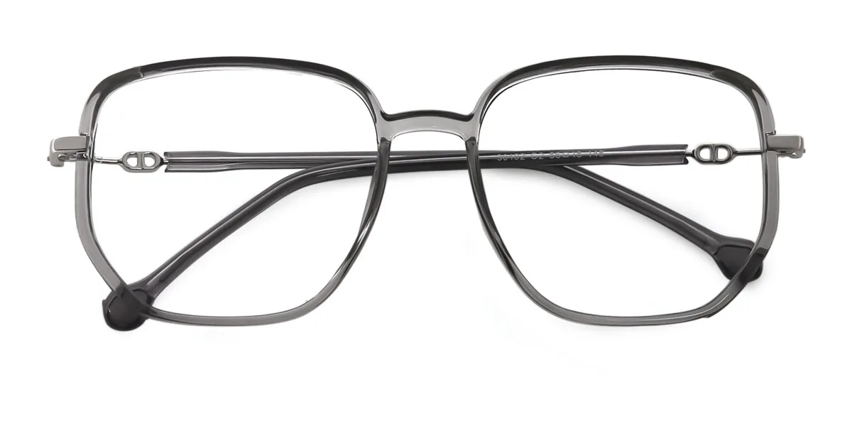 Grey Rectangle Geometric Simple Classic Retro Super Light Eyeglasses | WhereLight