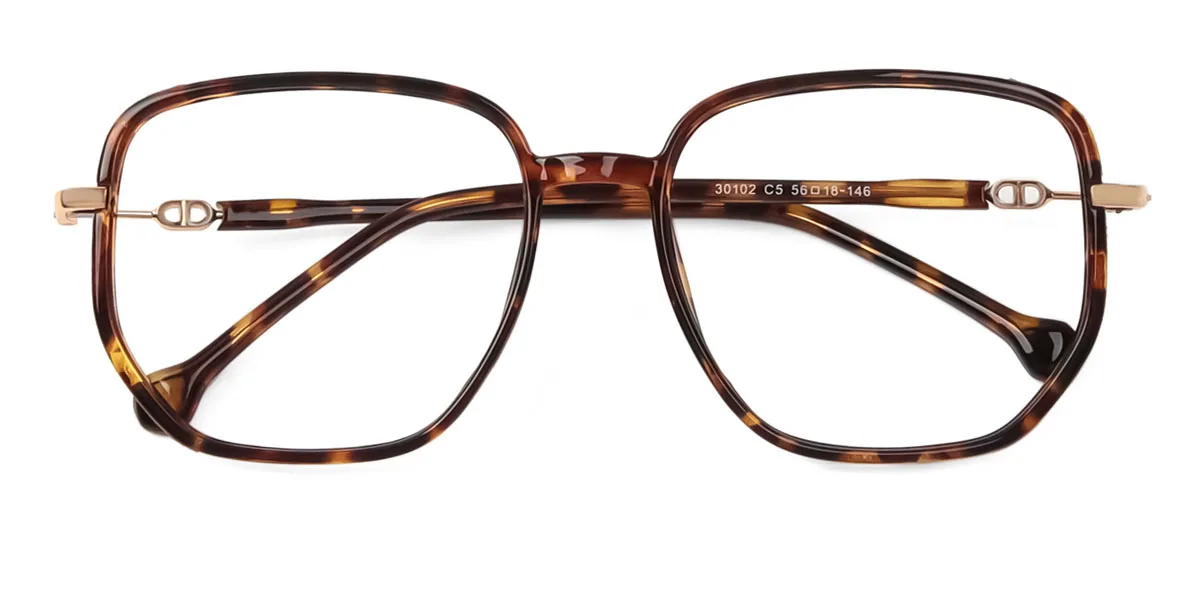 Tortoiseshell Rectangle Geometric Simple Classic Retro Super Light Eyeglasses | WhereLight