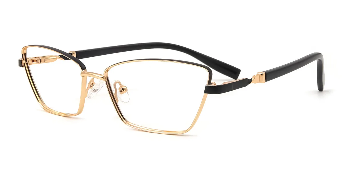 Gold Cateye Unique Spring Hinges Custom Engraving Eyeglasses | WhereLight