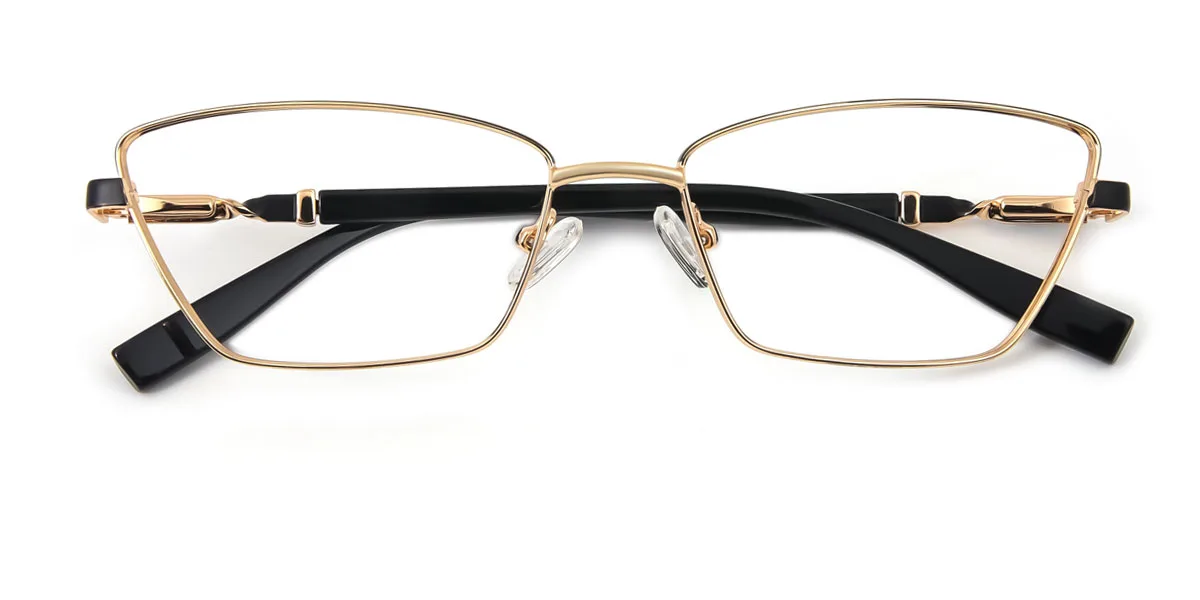 Gold Cateye Unique Spring Hinges Custom Engraving Eyeglasses | WhereLight