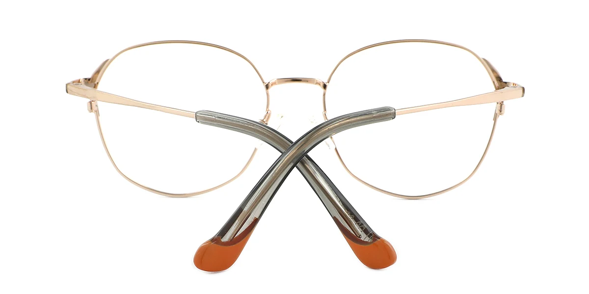 Orange Round Geometric Simple Classic Spring Hinges Eyeglasses | WhereLight