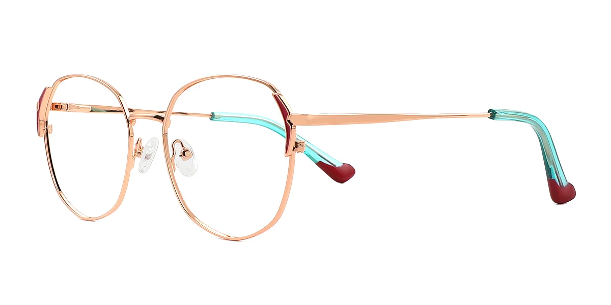 Red Round Geometric Simple Classic Spring Hinges Eyeglasses | WhereLight