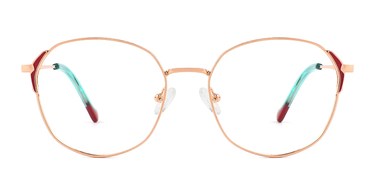 Red Round Geometric Simple Classic Spring Hinges Eyeglasses | WhereLight