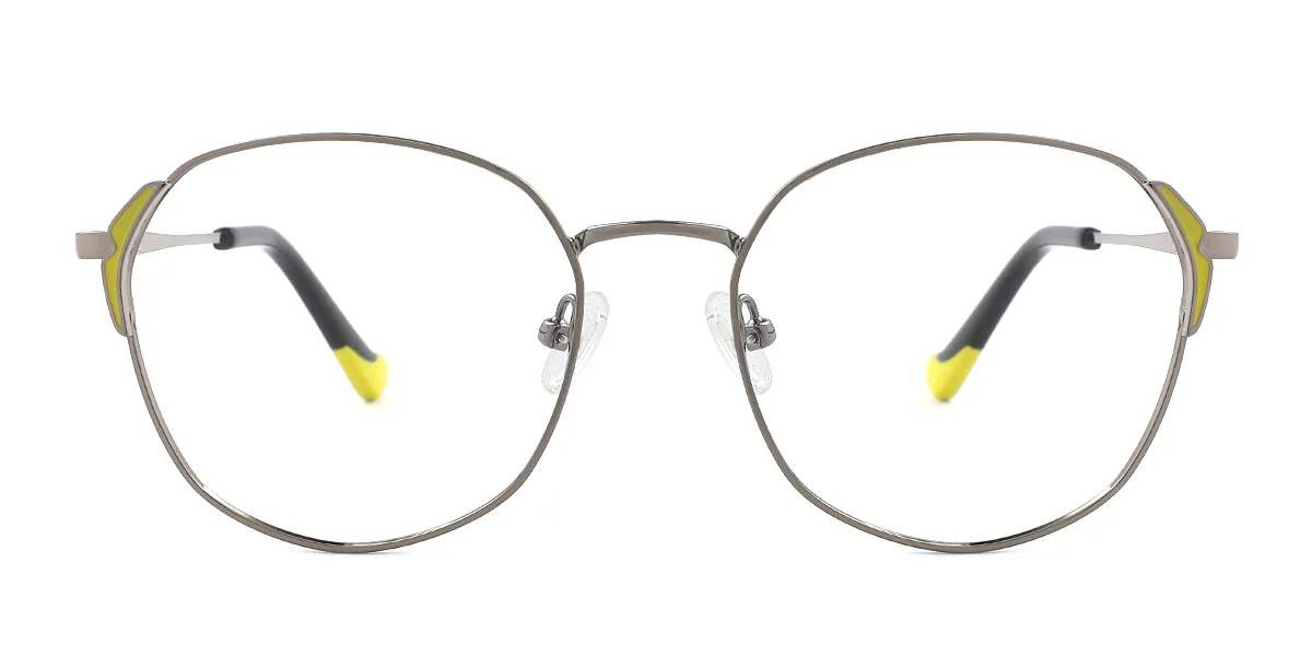 Yellow Round Geometric Simple Classic Spring Hinges Eyeglasses | WhereLight
